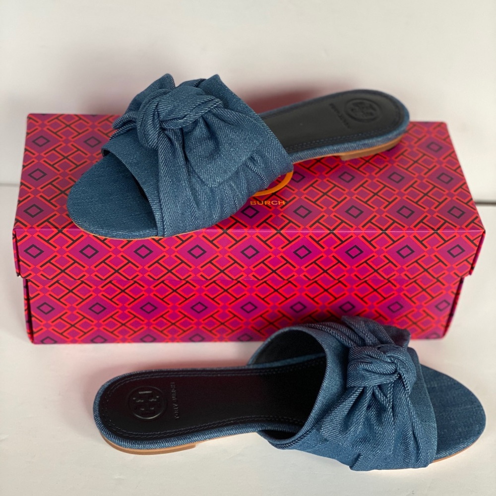 TORY BURCH Annabelle Bow Slide Denim Chamb… - Picture 9 of 15